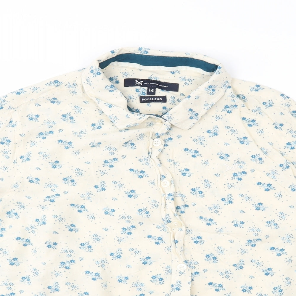 CCC Womens Ivory Floral  Basic Button-Up Size 14  - boyfriend fit