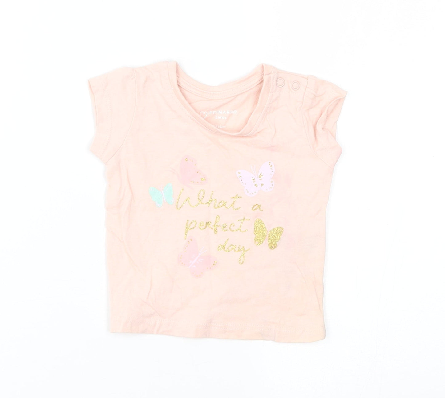 Primark Girls Pink   Basic T-Shirt Size 0-3 Months