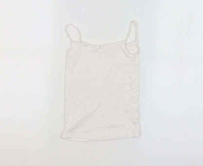 Additional front view of Marks & Spencer girls’ white basic tank, size 5-6, years