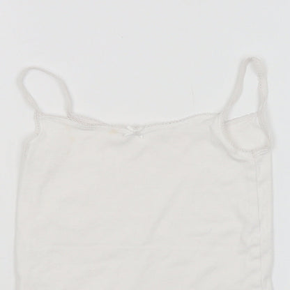 Close-up detail of Marks & Spencer girls’ white basic tank, size 5-6, years