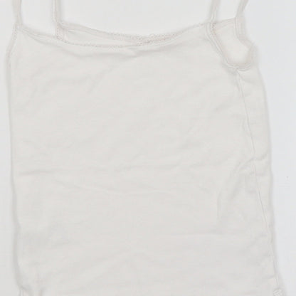 Brand and care label for Marks & Spencer girls’ white basic tank, size 5-6, years