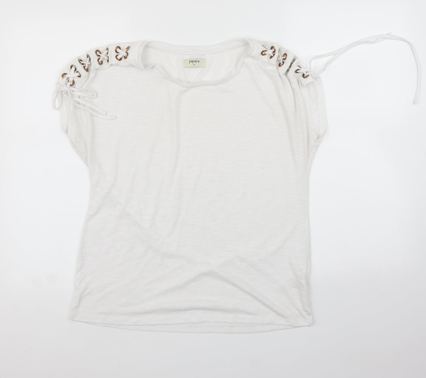 papayAa Womens White   Basic T-Shirt Size 10