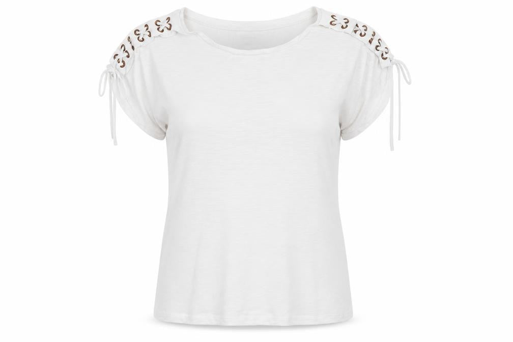 papayAa Womens White   Basic T-Shirt Size 10