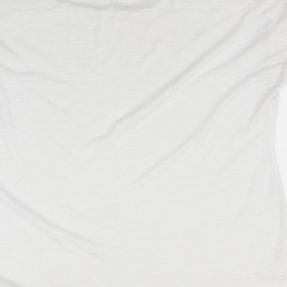 Brand and care label for Papaya women’s white basic t-shirt, size UK 10