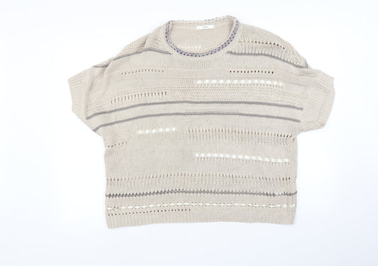 Marks and Spencer Womens Beige Striped  Pullover Jumper Size 18