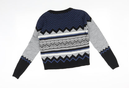Back view of Cooperative men’s multicoloured argyle/diamond jumper, size XS
