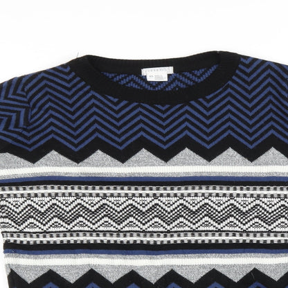 Close-up detail of Cooperative men’s multicoloured argyle/diamond jumper, size XS