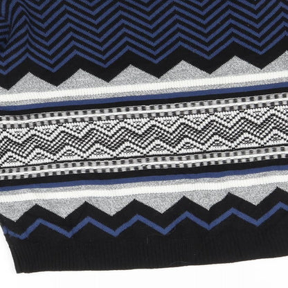 Brand and care label for Cooperative men’s multicoloured argyle/diamond jumper, size XS