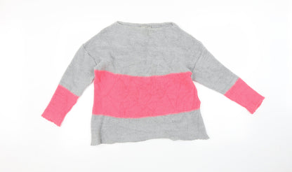 Additional front view of ASOS women’s multicoloured striped jumper, size UK 4