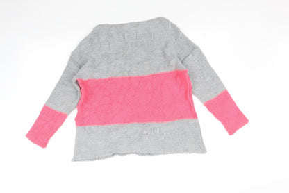 Back view of ASOS women’s multicoloured striped jumper, size UK 4