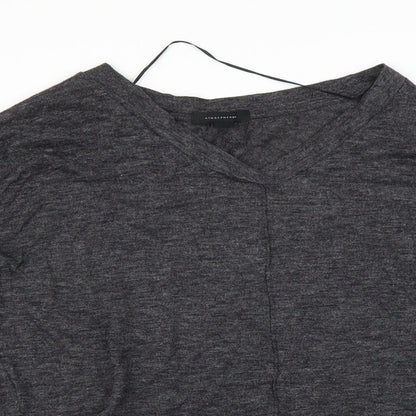 Close-up detail of Atmosphere women’s black basic t-shirt, size UK 10