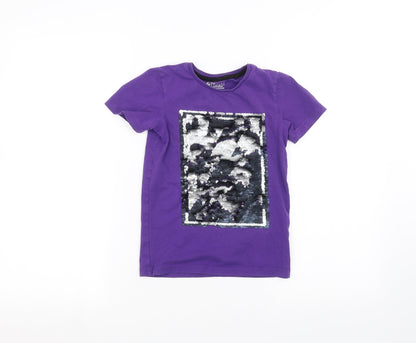 Front view of Tu girls’ purple basic t-shirt, size 5, years