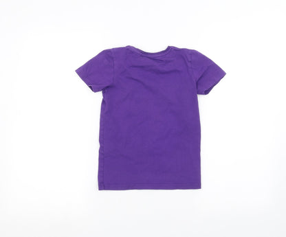 Back view of Tu girls’ purple basic t-shirt, size 5, years