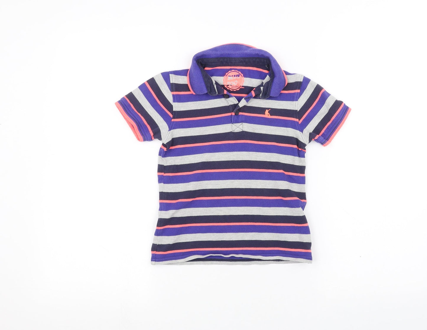 Blue Zoo Girls Grey Striped  Basic Polo Size 7-8 Years