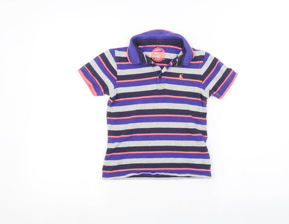Additional front view of Blue Zoo girls’ grey striped basic polo, size 7-8, years