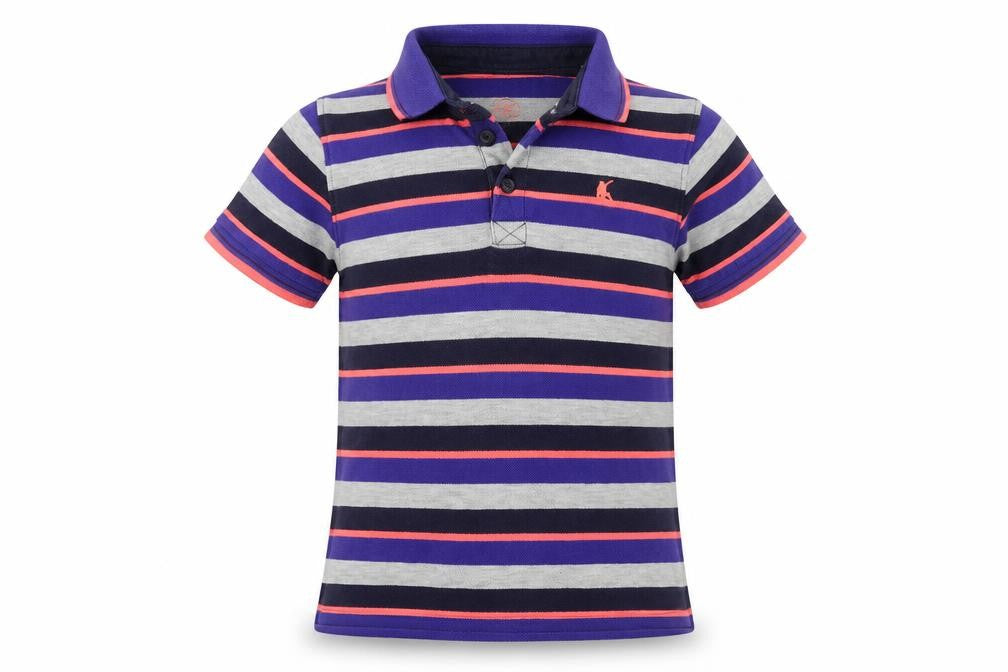 Blue Zoo Girls Grey Striped  Basic Polo Size 7-8 Years