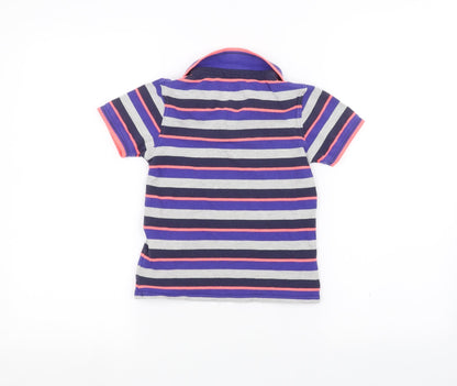 Back view of Blue Zoo girls’ grey striped basic polo, size 7-8, years