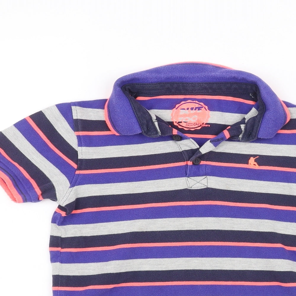 Blue Zoo Girls Grey Striped  Basic Polo Size 7-8 Years