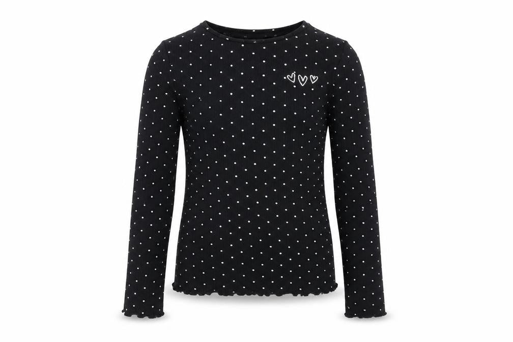 F&F Girls Black Polka Dot  Basic T-Shirt Size 7-8 Years