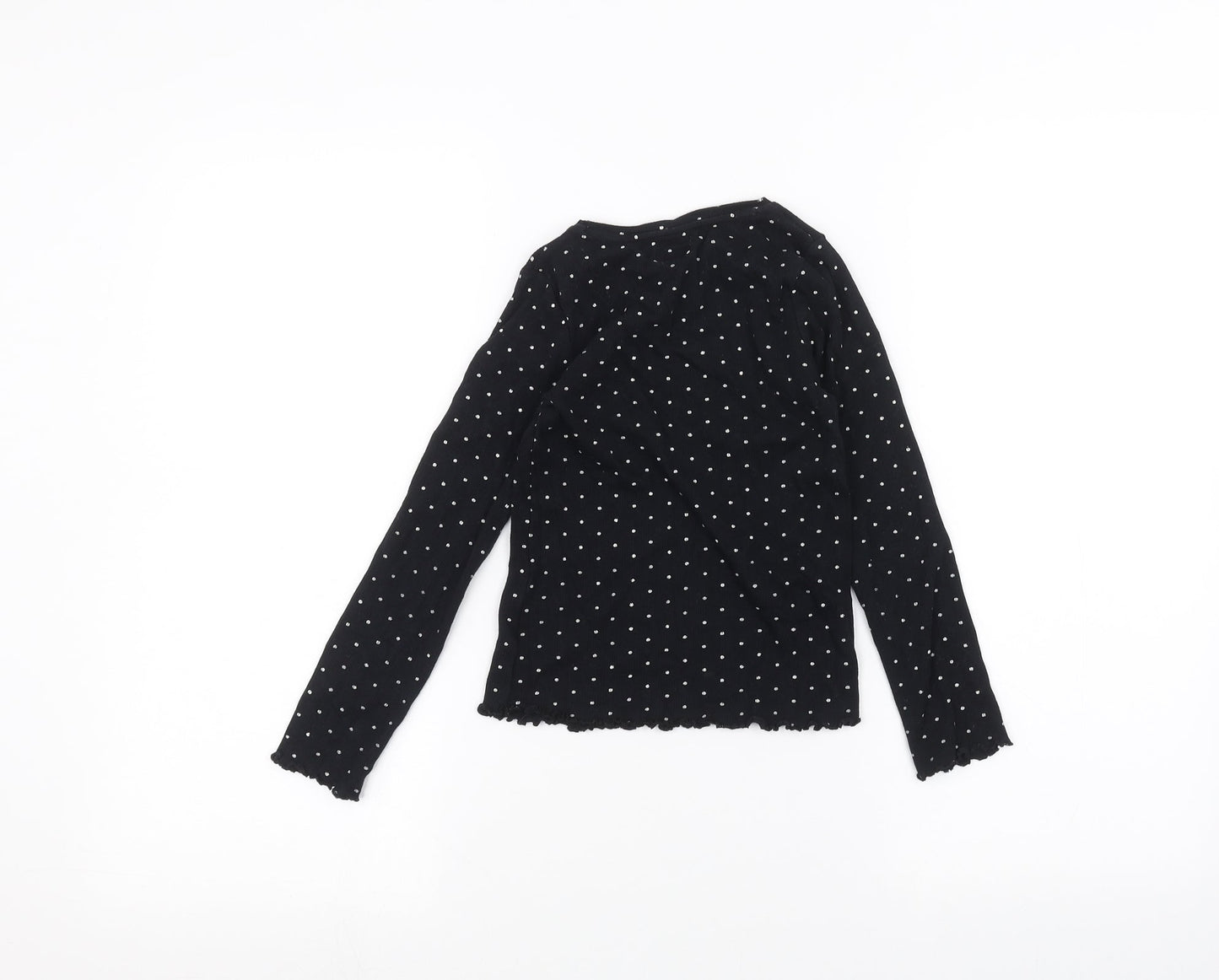 F&F Girls Black Polka Dot  Basic T-Shirt Size 7-8 Years