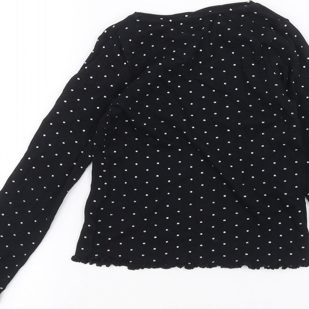 F&F Girls Black Polka Dot  Basic T-Shirt Size 7-8 Years