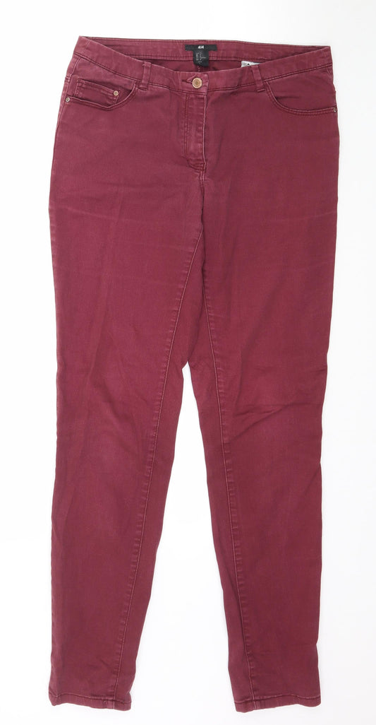 H&M Womens Red  Denim Skinny Jeans Size 10 L30 in