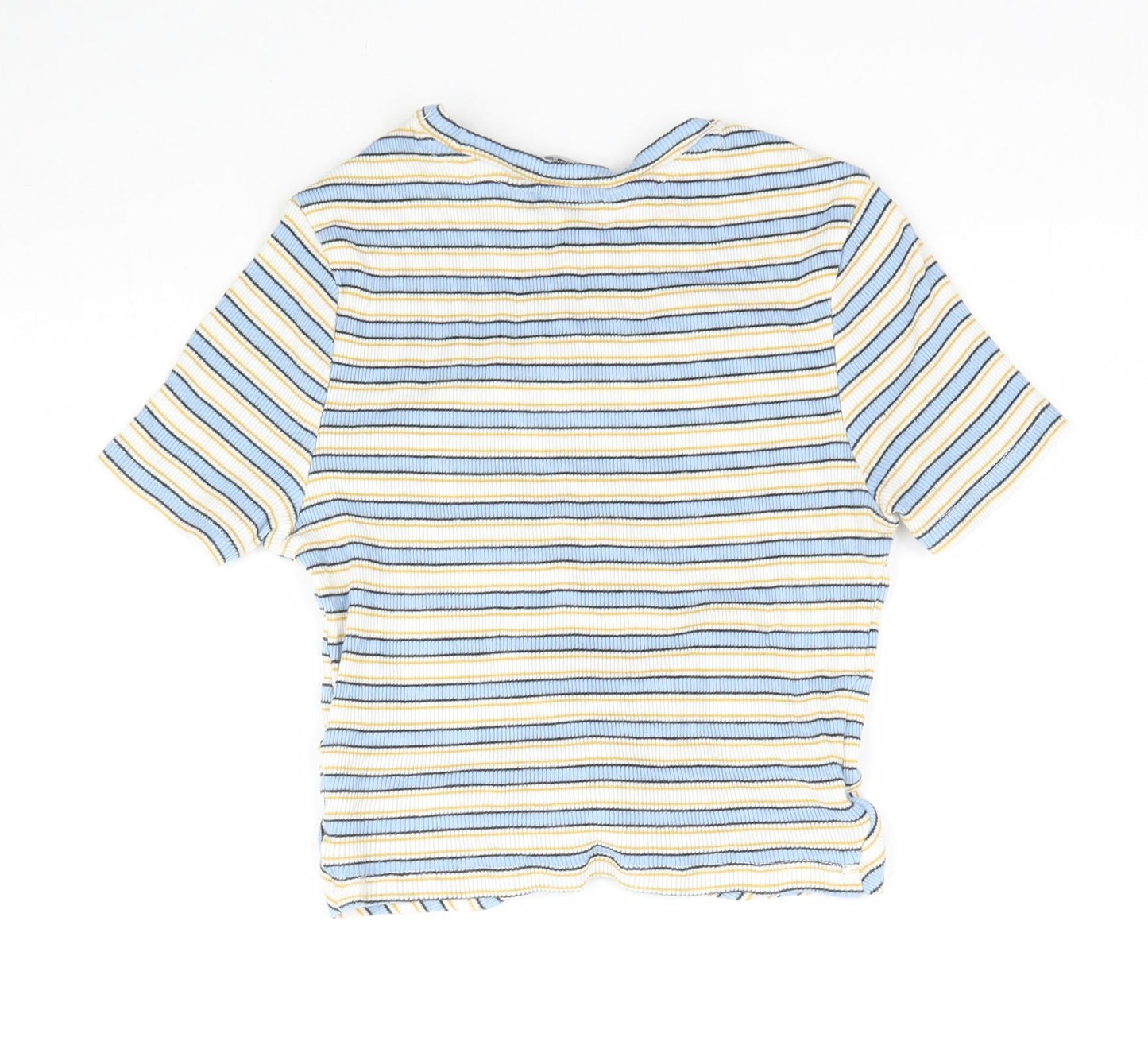 New Look Girls Multicoloured Striped  Cropped T-Shirt Size 10-11 Years  - Knot Detail