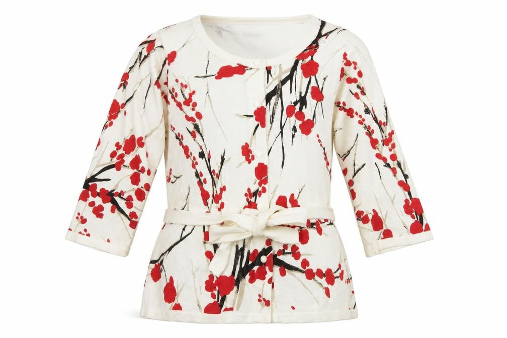 Minuet Womens Ivory Floral Knit Cape Jumper Size 12