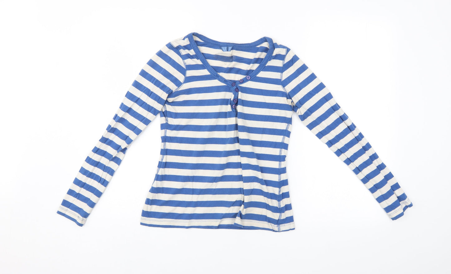 Seconda Womens Blue Striped  Pullover Jumper Size 14