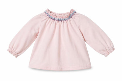 Front view of F&F girls’ pink jumper, size 3-6, months