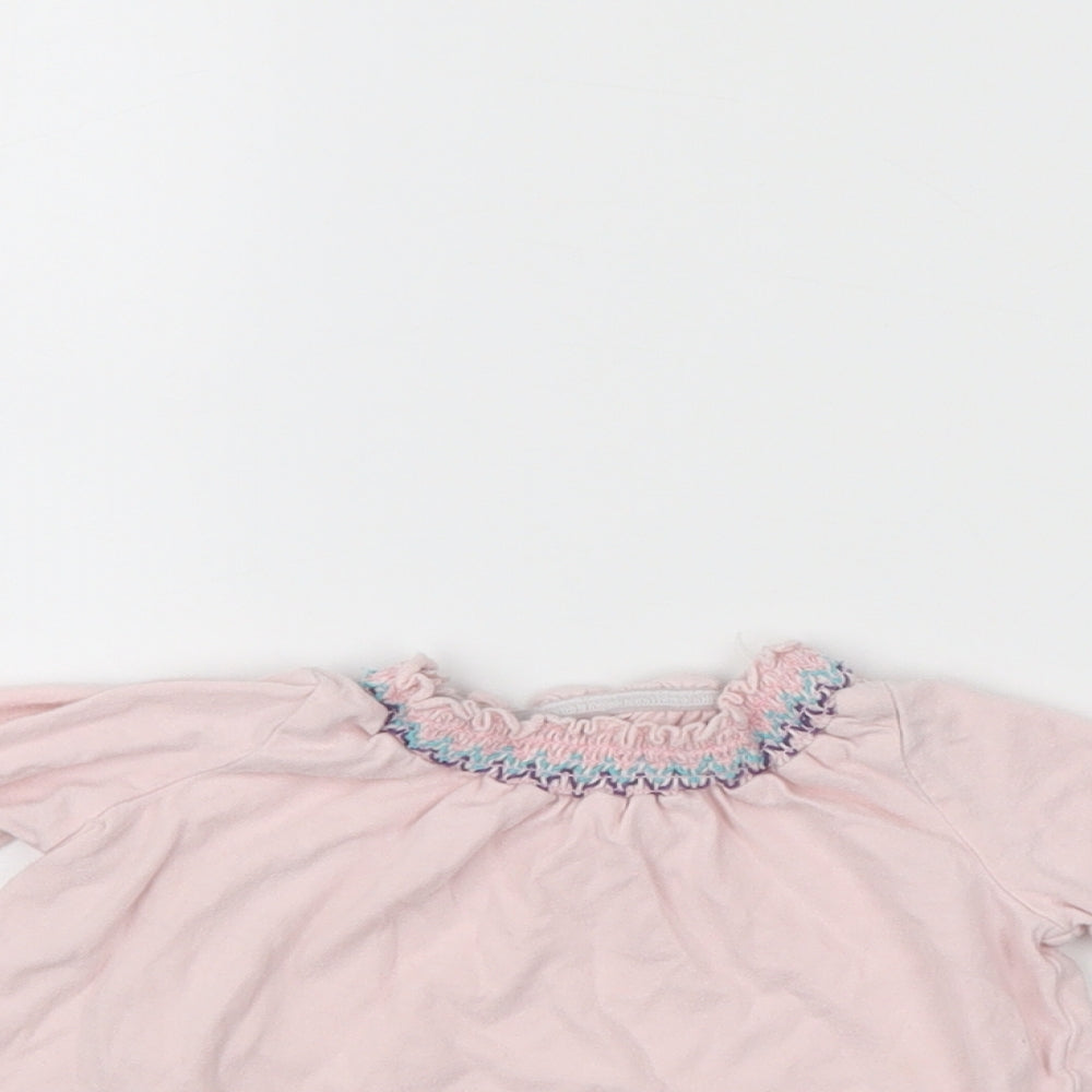Close-up detail of F&F girls’ pink jumper, size 3-6, months