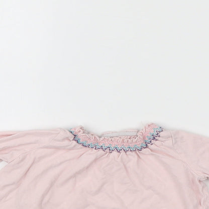 Close-up detail of F&F girls’ pink jumper, size 3-6, months