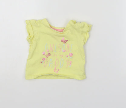 Additional front view of Primark Baby Yellow Basic T-Shirt, size 0-3, Months
