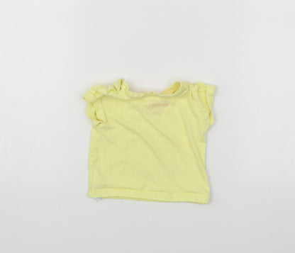 Back view of Primark Baby Yellow Basic T-Shirt, size 0-3, Months