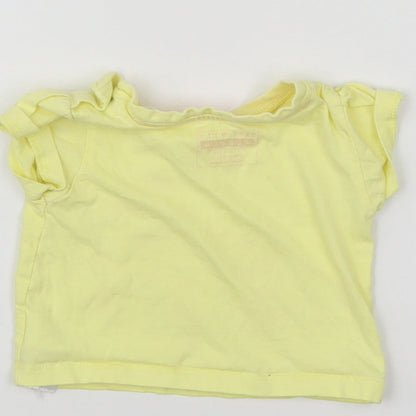 Brand and care label for Primark Baby Yellow Basic T-Shirt, size 0-3, Months