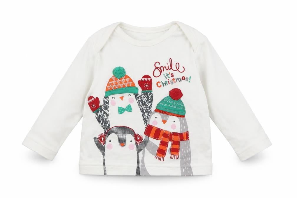Nutmeg Girls White   Pullover Jumper Size 3-6 Months  - christmas jumper