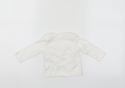 Back view of Nutmeg girls’ white jumper, size 3-6, months - christmas jumper