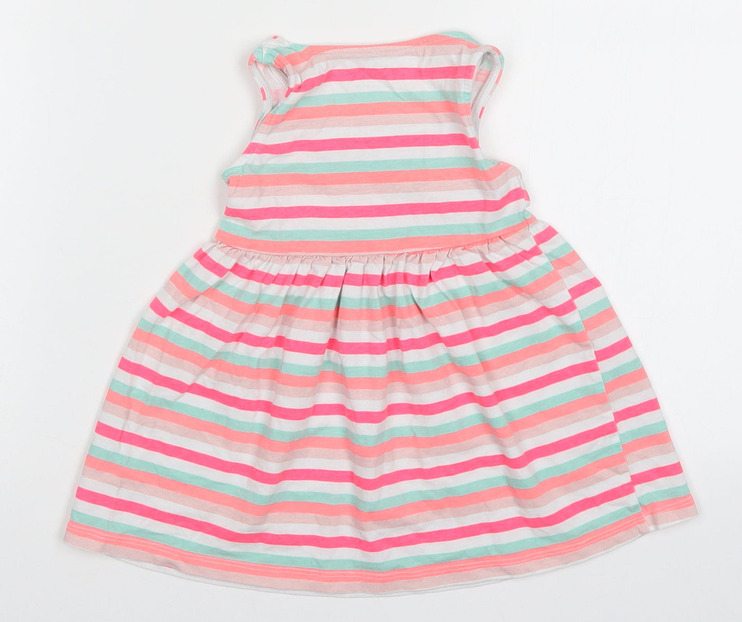 Primark Girls Pink Striped  Skater Dress  Size 9-12 Months
