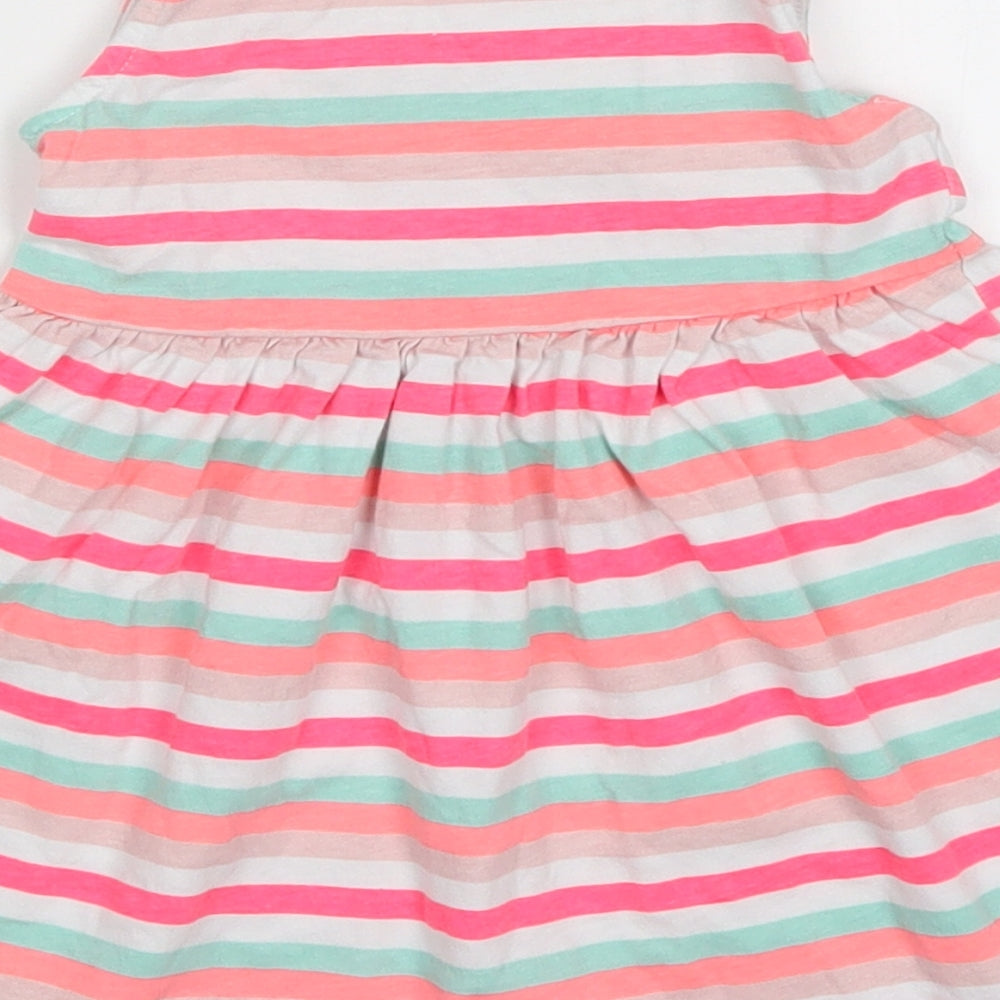 Primark Girls Pink Striped  Skater Dress  Size 9-12 Months