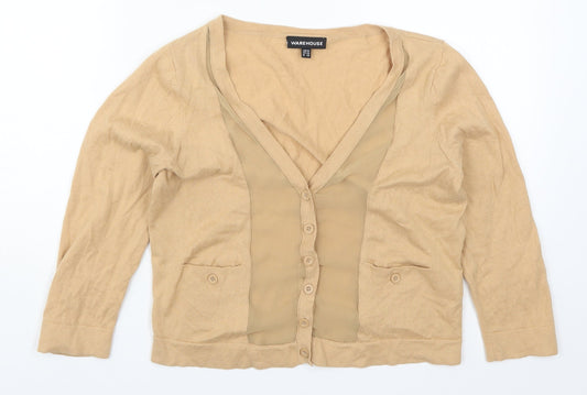 Wallis Womens Beige  Knit Cardigan Jumper Size 10