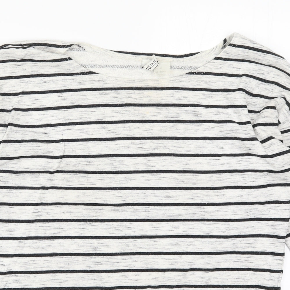 H&M Womens Grey Striped  Pullover Sweatshirt Size S