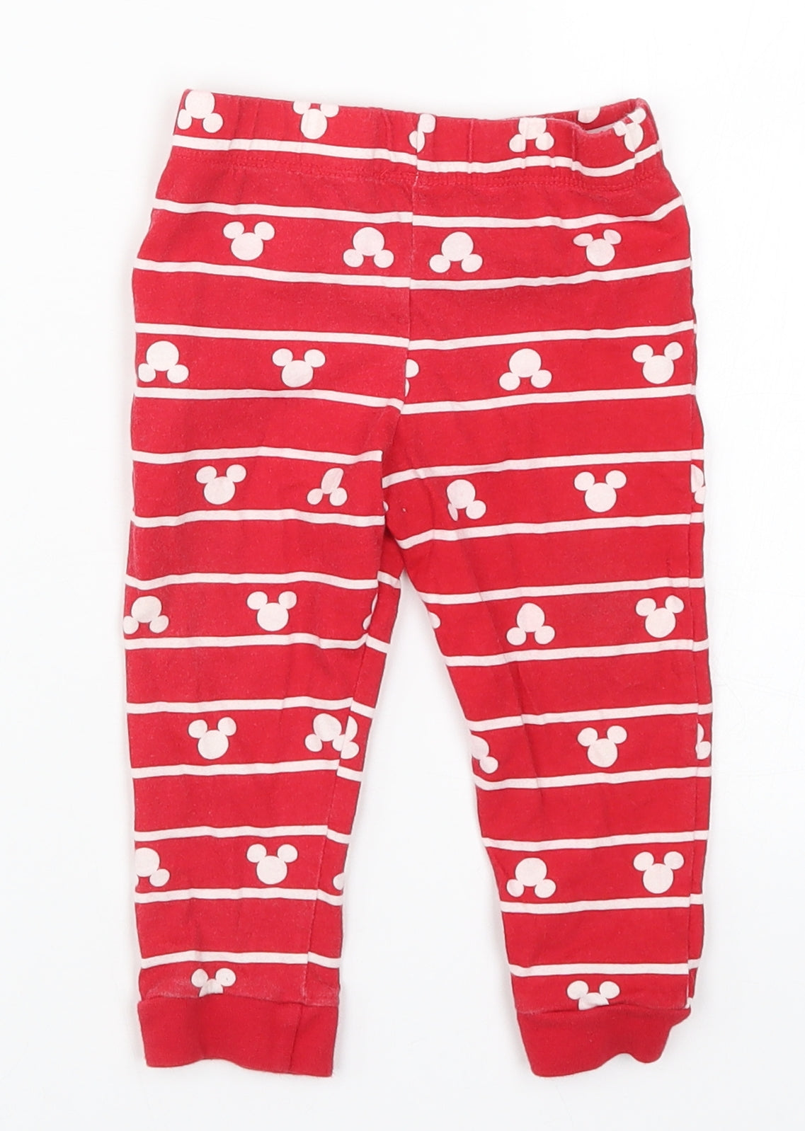 F&F Baby Red Striped  Sweatpants Trousers Size 12-18 Months  - Pyjama Pants Mickey Mouse