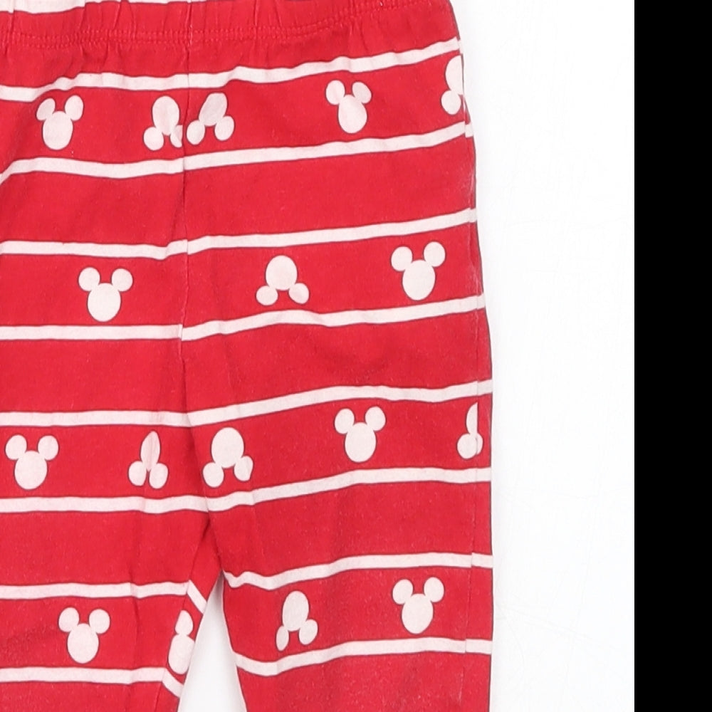 F&F Baby Red Striped  Sweatpants Trousers Size 12-18 Months  - Pyjama Pants Mickey Mouse