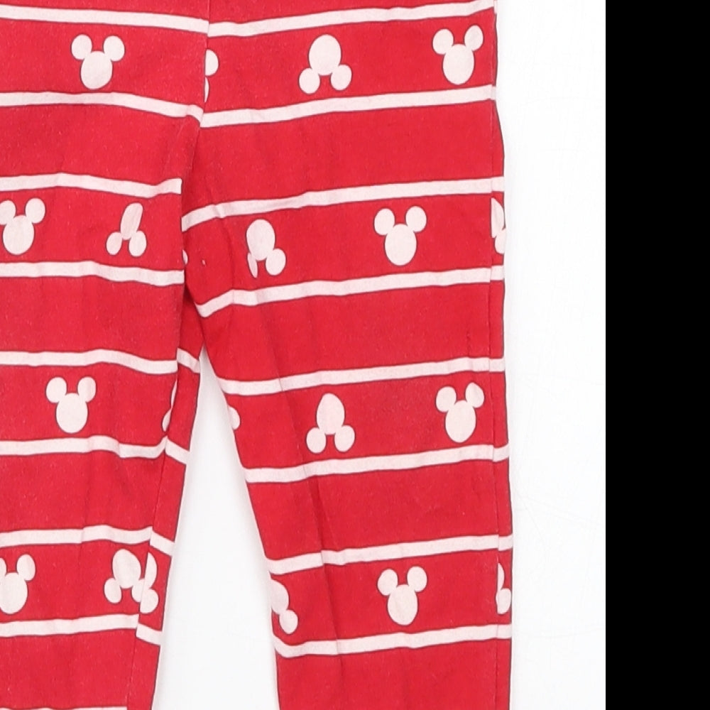 F&F Baby Red Striped  Sweatpants Trousers Size 12-18 Months  - Pyjama Pants Mickey Mouse