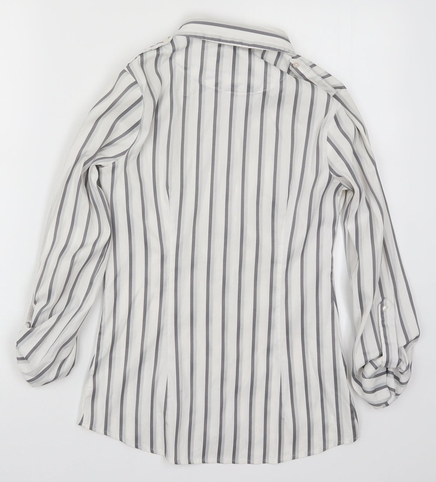 NEXT Womens White Striped  Basic Button-Up Size 6