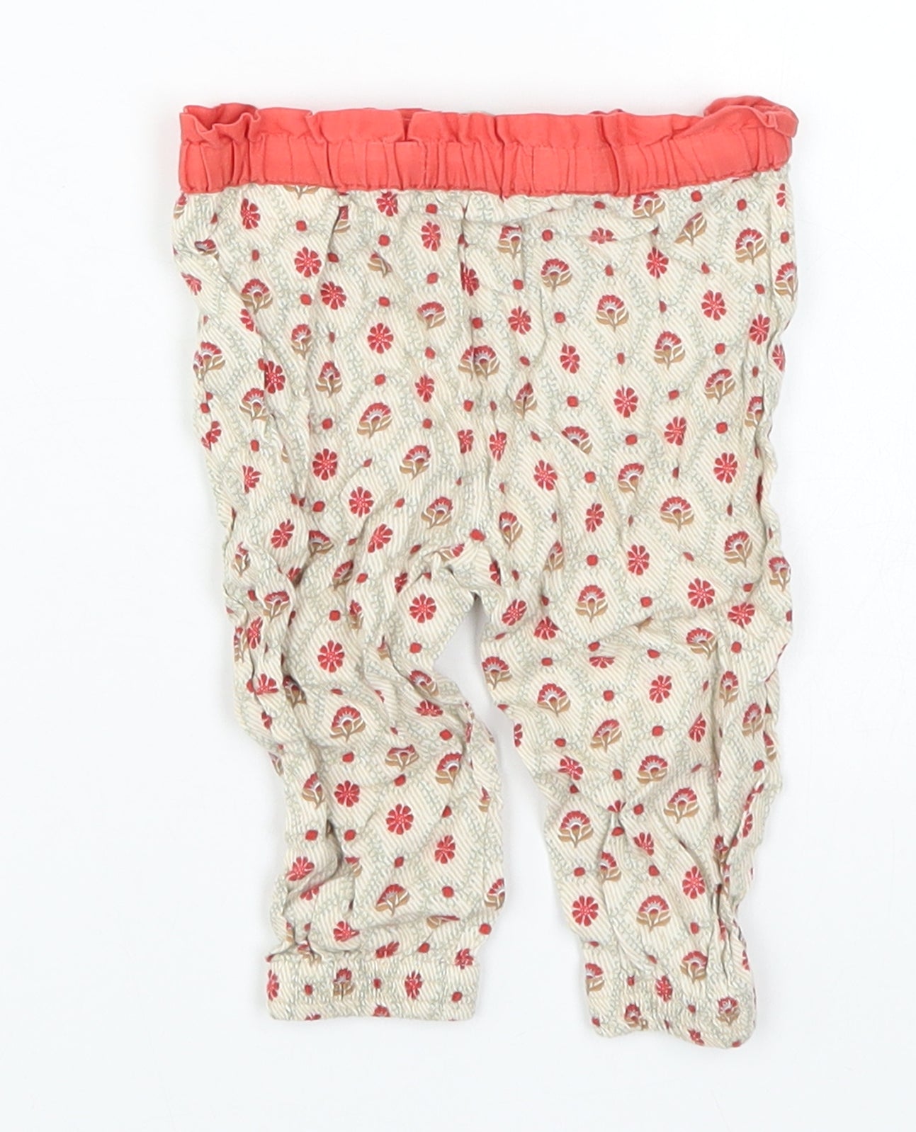 Zara Girls Beige Floral  Capri Trousers Size 6-9 Months