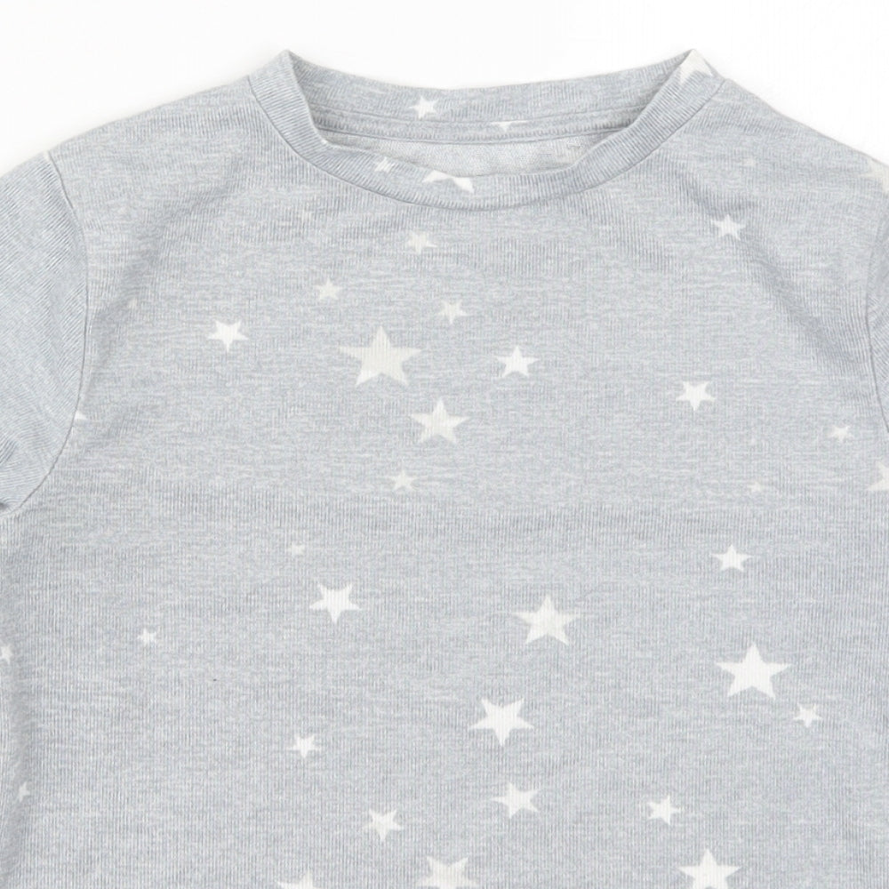 Peacocks Girls Grey Geometric  Top Pyjama Top Size 10-11 Years  - Stars