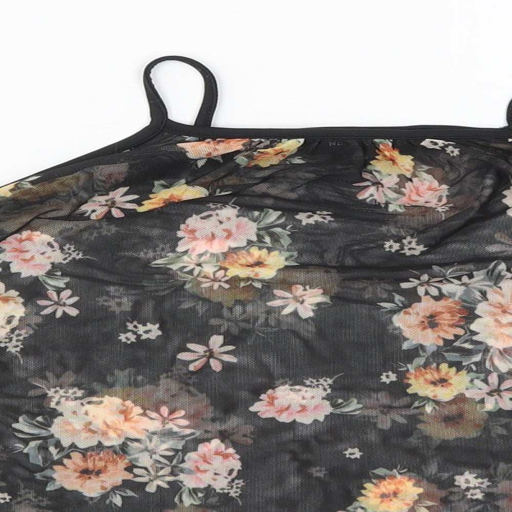 New Look Womens Black Floral  Basic Blouse Size 12