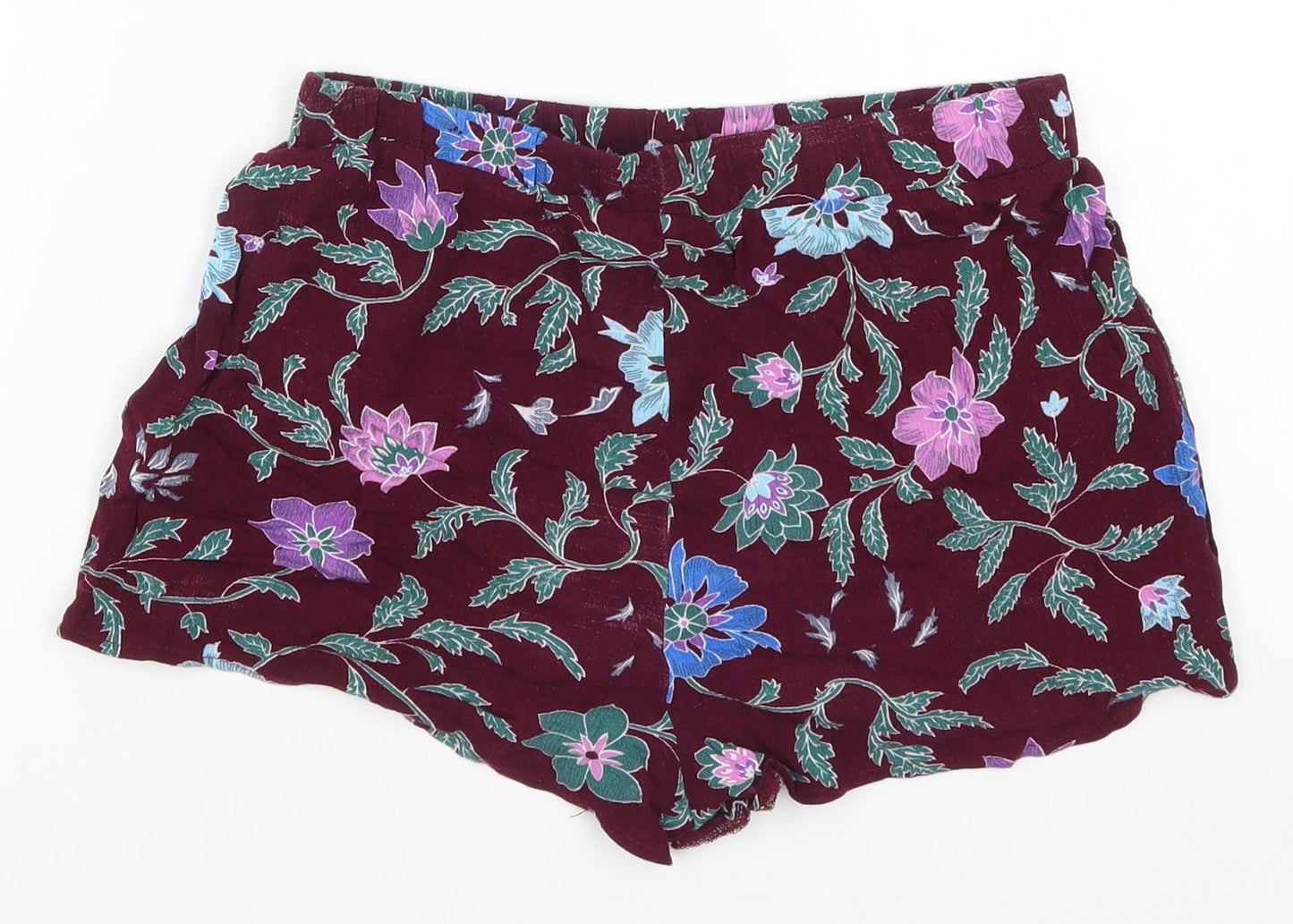Diffuse Womens Red Floral  Mom Shorts Size 8 - Burgundy