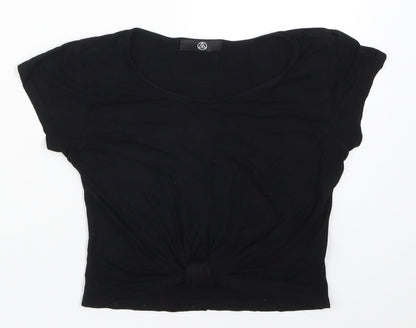Additional front view of Missguided women’s black basic t-shirt, size UK 6